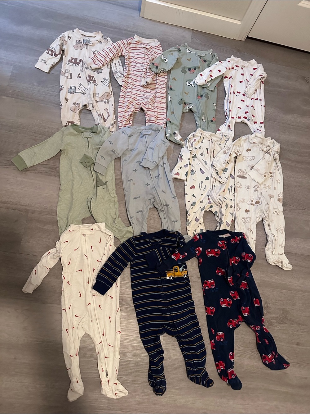 Carter's Assorted Baby Footed Pajama Pack in White, Green, Blue, Navy, Cream